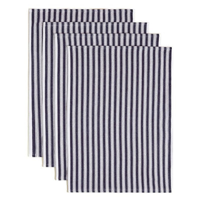 M&S M&S Cotton Rich Basket Weave Tea Towels Set of 4 Blue 50 x 70cm- Buy online at McGrocer