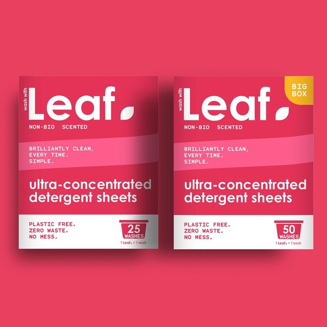 Wash with Leaf non bio laundry sheets 25 sheets (British brand)
