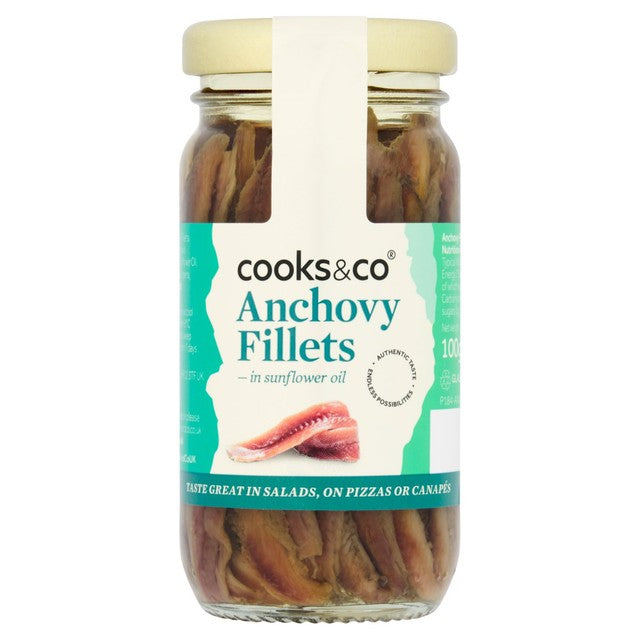 Cooks & Co anchovy fillets in sunflower oil 60g - British product