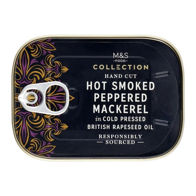 M&S peppered mackerel canned fish 110g, imported from the UK
