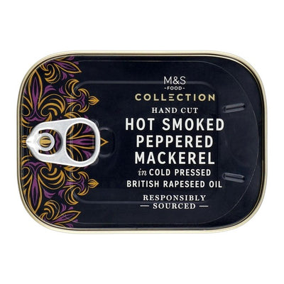 M&S Heiß geräucherte Pfeffer-Makrelenfilets Fischkonserven 110g