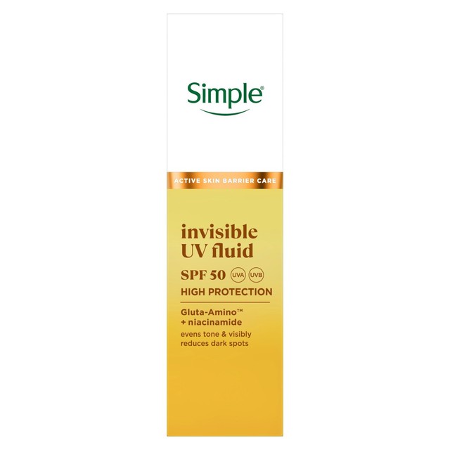 Simple Invisible UV Face Fluid Moisturiser SPF50 40ml (British brand)
