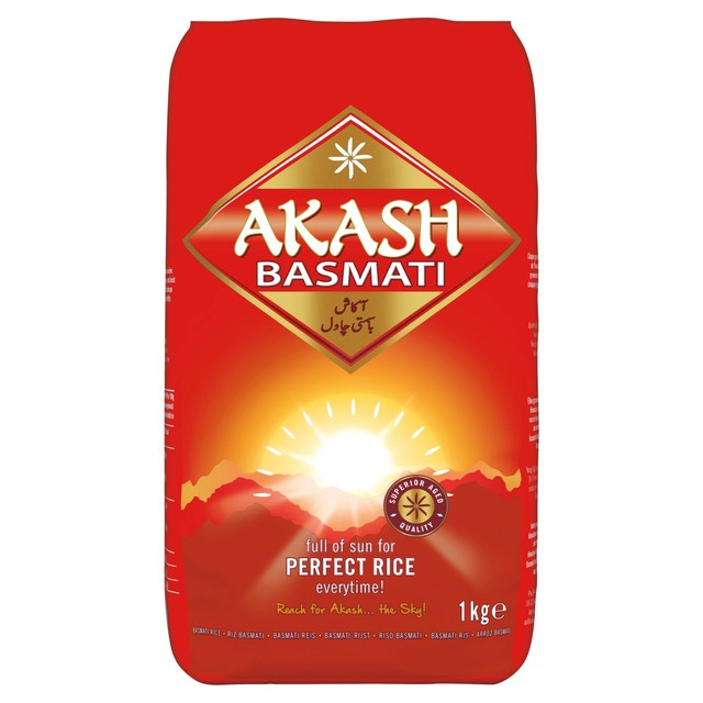 Akash Basmati Rice long grain variety 1kg bag - British product