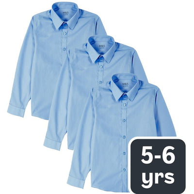 M&S M&S Boys Slim Fit Easy to Iron Shirts Blue School Shirt 5-6 Years- Buy online at McGrocer
