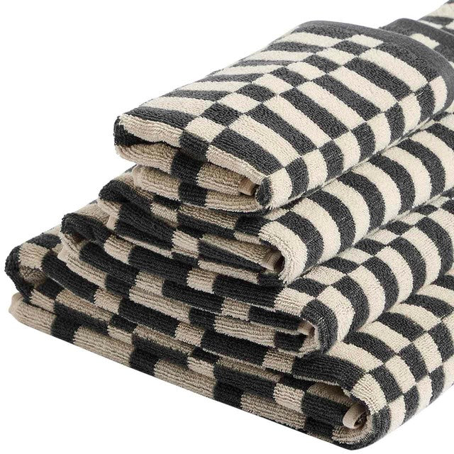 M&S bath towel geometric check charcoal, imported from the UK