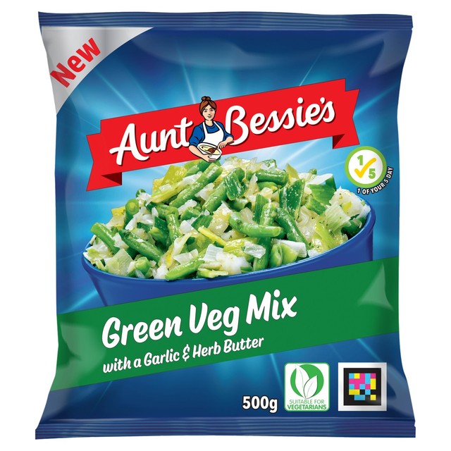 Aunt Bessie's green veg mix with garlic herb butter 500g - British product