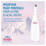 Evian still mineral water 750ml glass bottle - British product