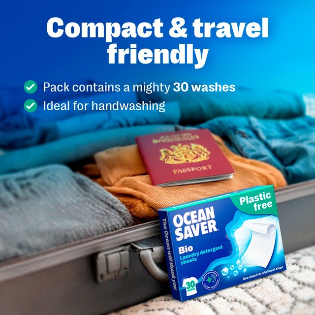 OceanSaver plastic free laundry sheets 30 washes, imported from the UK