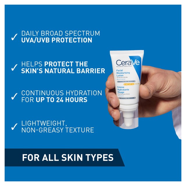 CeraVe AM moisturiser SPF30 52ml for normal to dry skin - British product