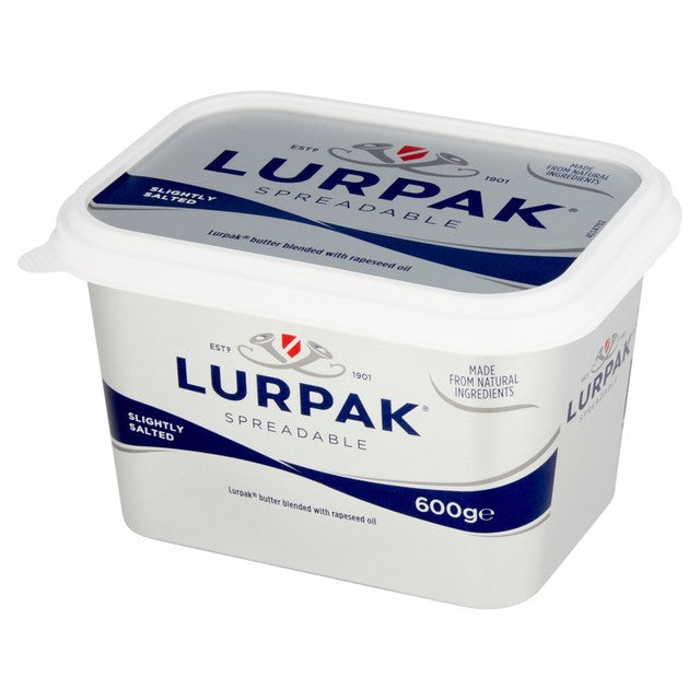 Lurpak Slightly Salted Spreadable Butter, imported from the UK