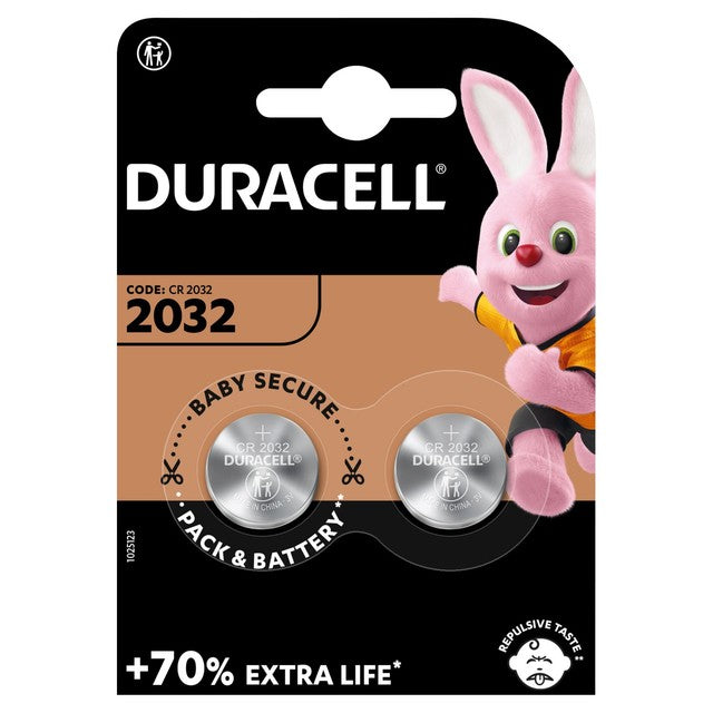 Duracell CR-2032 lithium coin battery 2 pack - British product
