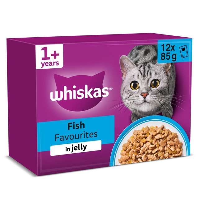 Whiskas adult wet cat food pouches fish favourites 12x85g (British brand)