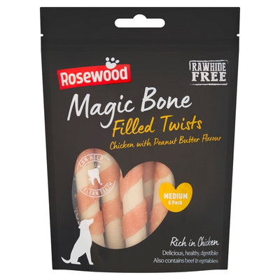 M&S Rosewood Magic Bones Chicken Twists Dog Dental Treats 6 x 195g- Buy online at McGrocer