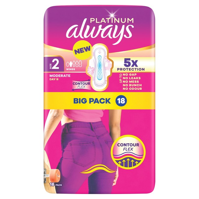 Always Platinum Long Sanitary Towels with Wings Size 2 - British product