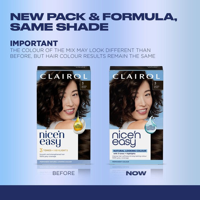 Clairol Nice'n Easy hair dye 3 Brown Black 60ml - British product