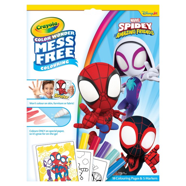 Crayola Spiderman Colour Wonder set with 18 colouring pages and 5 markers - British product