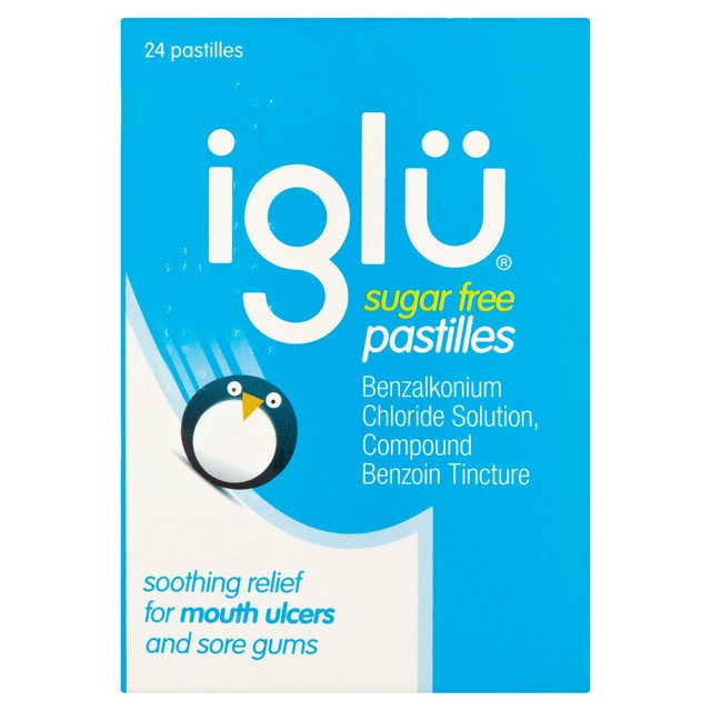 Iglu sugar-free mouth pain relief pastilles 24 pack, UK version