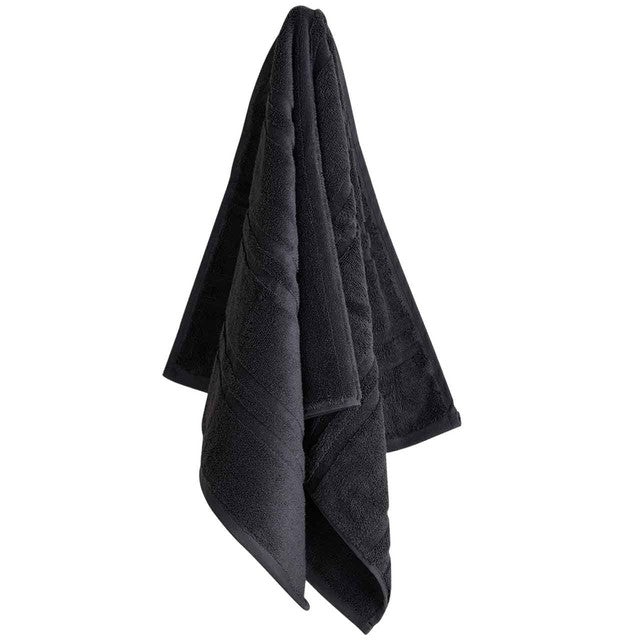 M&S Egyptian cotton striped bath towel in charcoal, imported from the UK