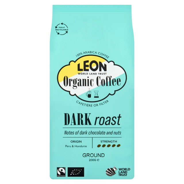 Leon dark roast ground coffee 200g, UK version