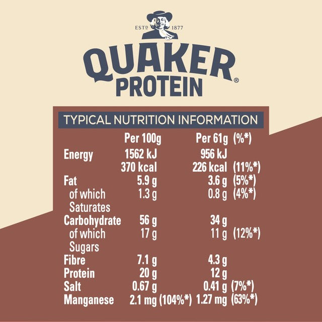 Quaker high protein porridge pot chocolate brownie 61g - British product