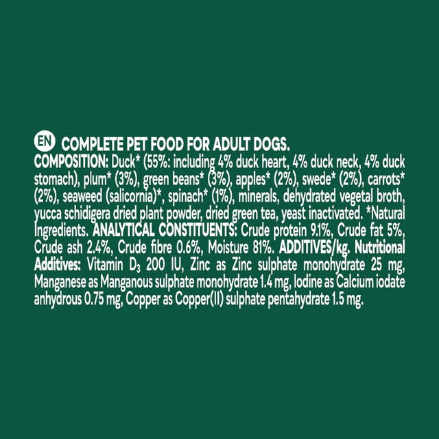 Natures Menu Duck wet dog food pouches 6 x 150g, imported from the UK