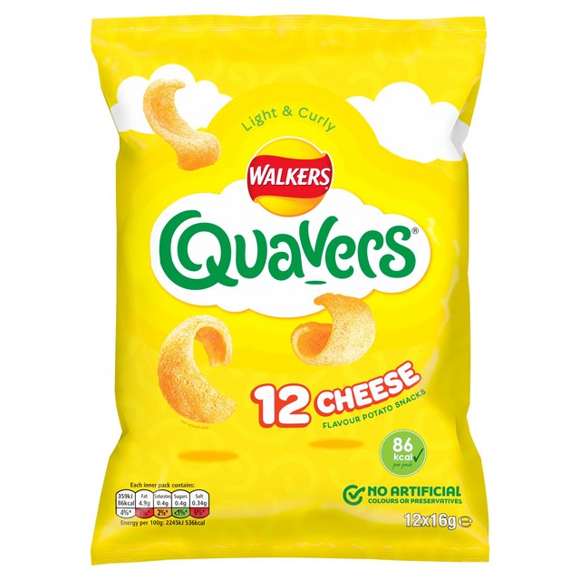 Walkers Quavers Cheese potato snack multipack 12x16g (British brand)