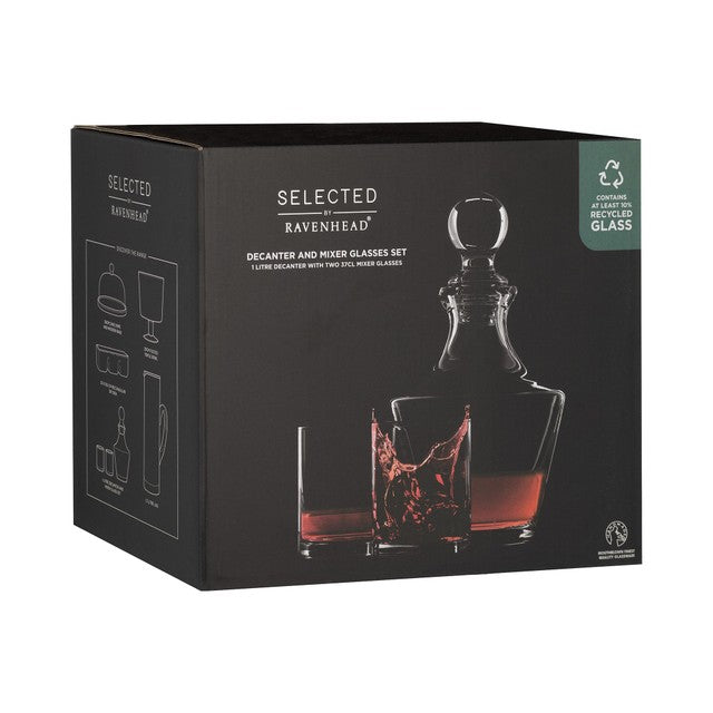 Rayware whisky glass and decanter set 1 litre, imported from the UK