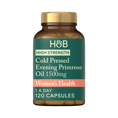 M&S Holland & Barrett High Strength Cold Pressed Evening Primrose Oil 1500mg Women's Health Supplement 120 Capsules- Buy online at McGrocer