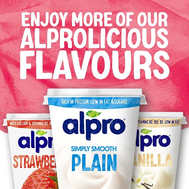 Alpro blueberry cherry dairy-free yogurt alternative 4 x 125g pack - British product