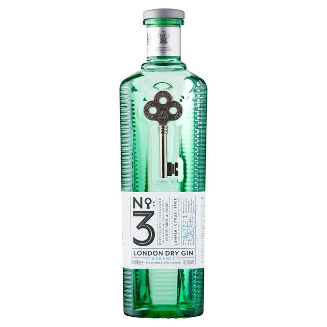 No 3 London Dry Gin 70cl, imported from the UK