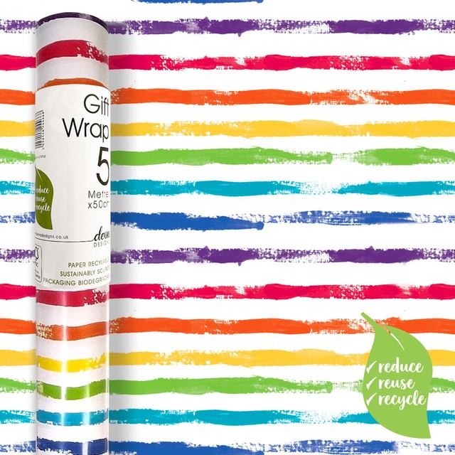 Deva Designs Rainbow Stripe wrap roll 5m x 50cm from the UK