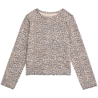 M&S Cotton Rich Crinkle Top Neutral Brown Kids' Long Sleeve Top 6-7 Years
