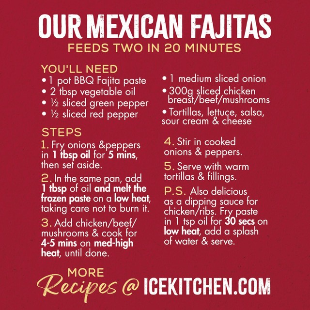 Ice Kitchen Mexican Smoky BBQ Fajita Paste 2 x 80g, UK version