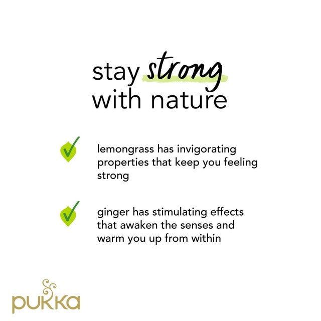 Pukka lemongrass and ginger herbal tea x20 tea bags imported from the UK