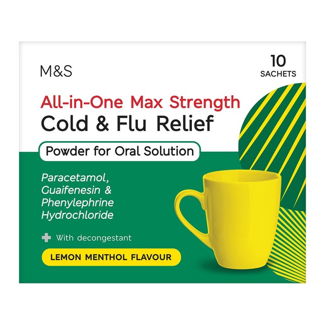 M&S cold and flu sachets 10 sachets, imported from the UK