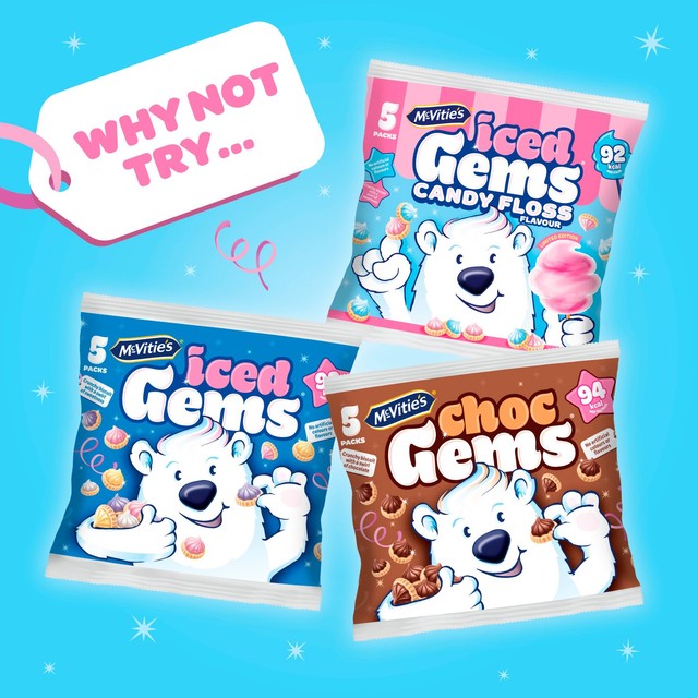 McVitie's Candyfloss Iced Gems Multipack 5 Pack, imported from the UK