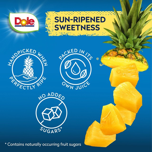 Dole pineapple chunks in juice cans (British brand)