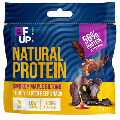 M&S The Biltong Factory Beef Up Snacks Smokey Maple Biltong- Buy online at McGrocer