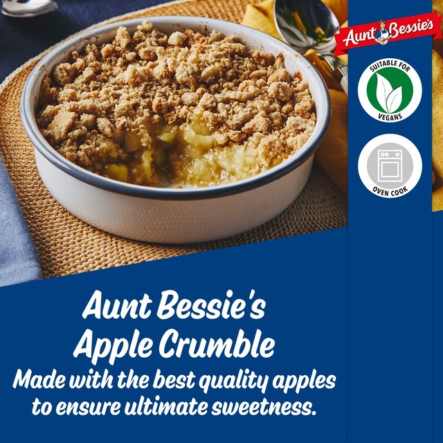 Aunt Bessie's apple crumble dessert - British product