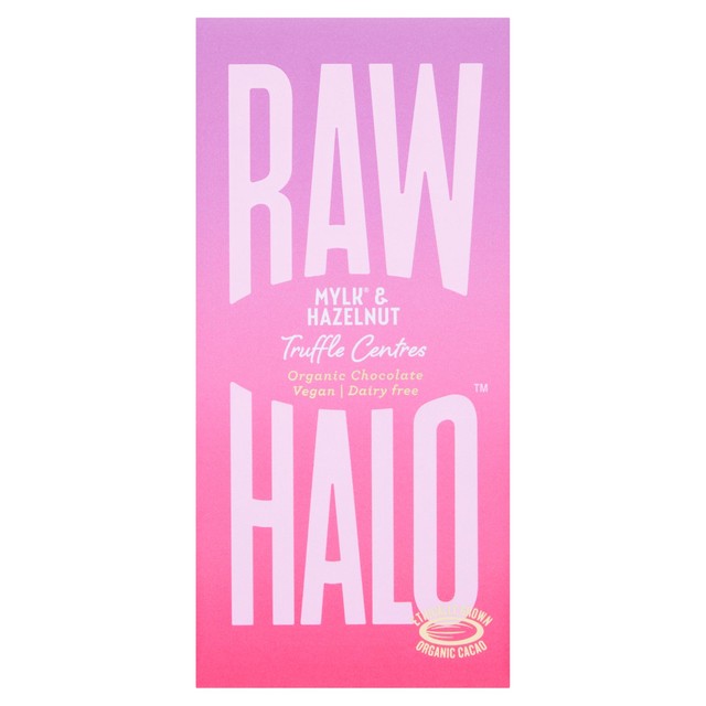 Raw Halo Mylk Hazelnut vegan chocolate bar 90g, imported from the UK