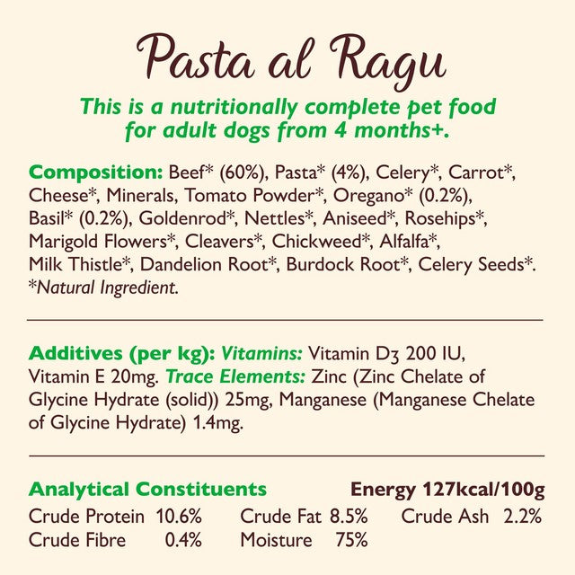 Lily's Kitchen Pasta Al Ragu wet dog food, UK version