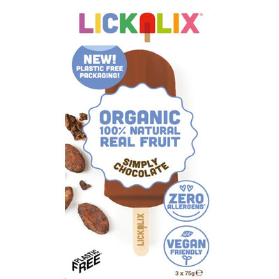 Lickalix Organic Simply Chocolate Ice Lollies 3 Pack