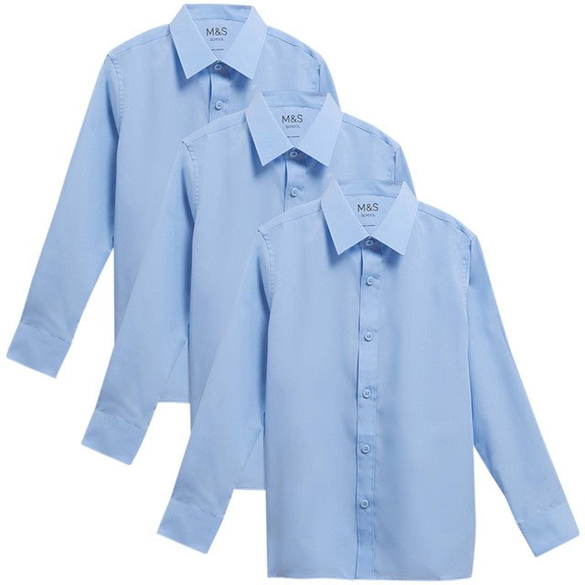M&S boys long sleeve school shirt 3-pack age 3-4 years, imported from the UK