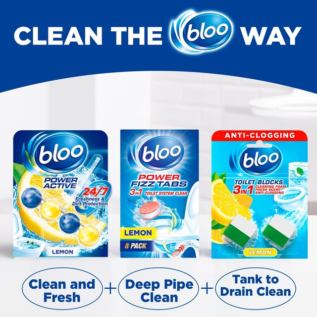 Bloo lemon toilet cistern cleaner blocks 2 x 50g - British product