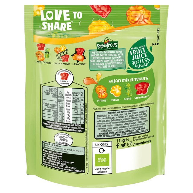 Rowntree's Safari Mix fruit jelly sweets 115g (British brand)