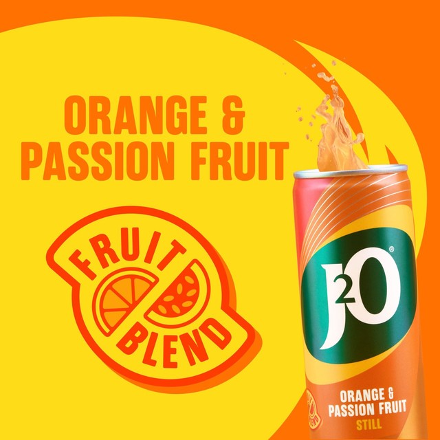 J2O Orange & Passionfruit soft drink 12 x 250ml, UK version