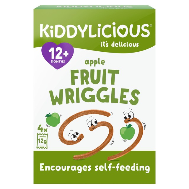 Kiddylicious Apple Wriggles baby snacks 4 x 12g, UK version