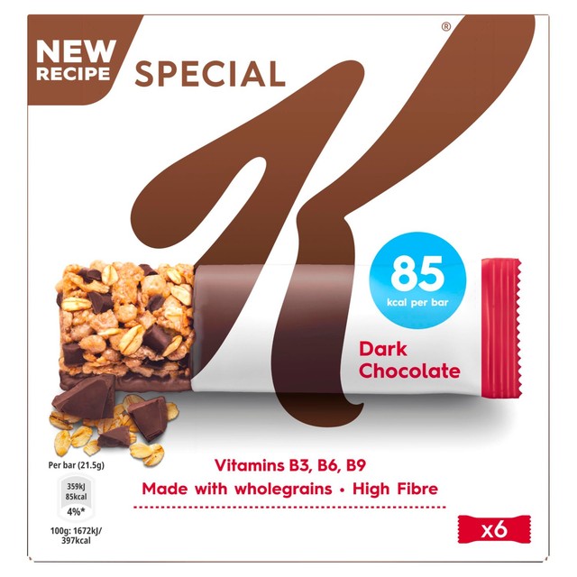 Kellogg's Special K dark chocolate cereal bars 6 x 21g, UK version