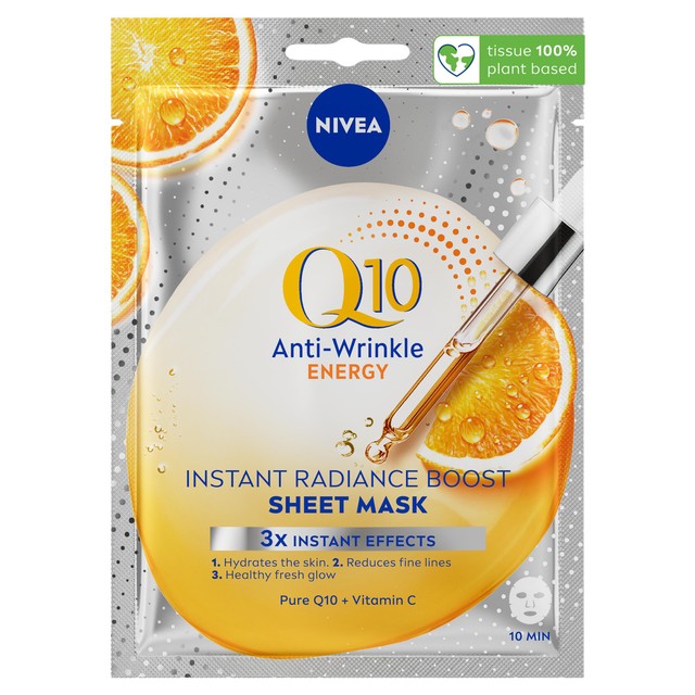Nivea Q10 Energy Anti-Wrinkle sheet mask, imported from the UK