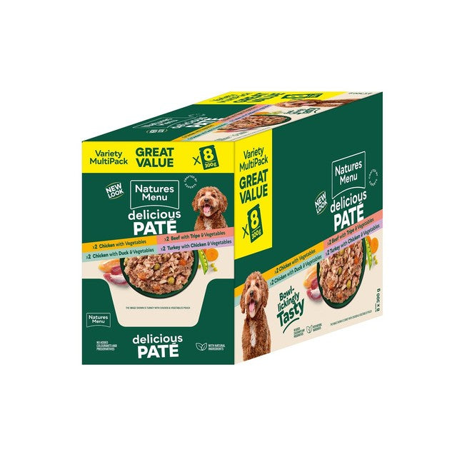 Natures Menu mixed variety dog food pouches 8 x 300g, imported from the UK